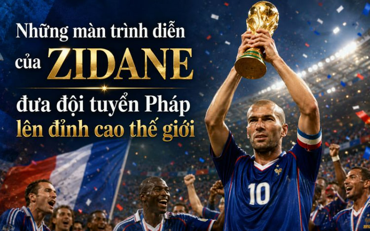 Những màn trình diễn của Zidane đưa đội tuyển Pháp lên đỉnh cao thế giới